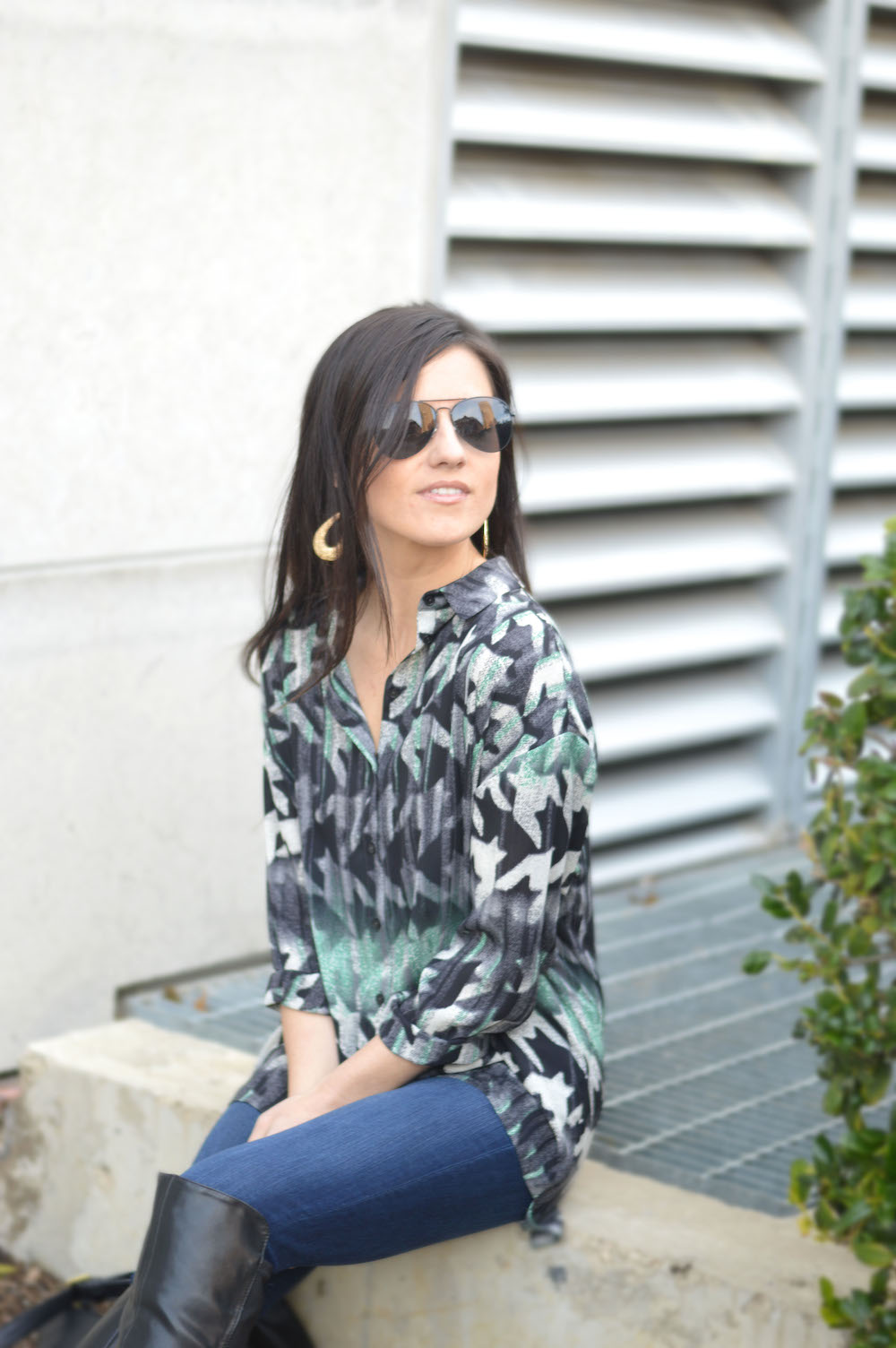 printed green topshop top
