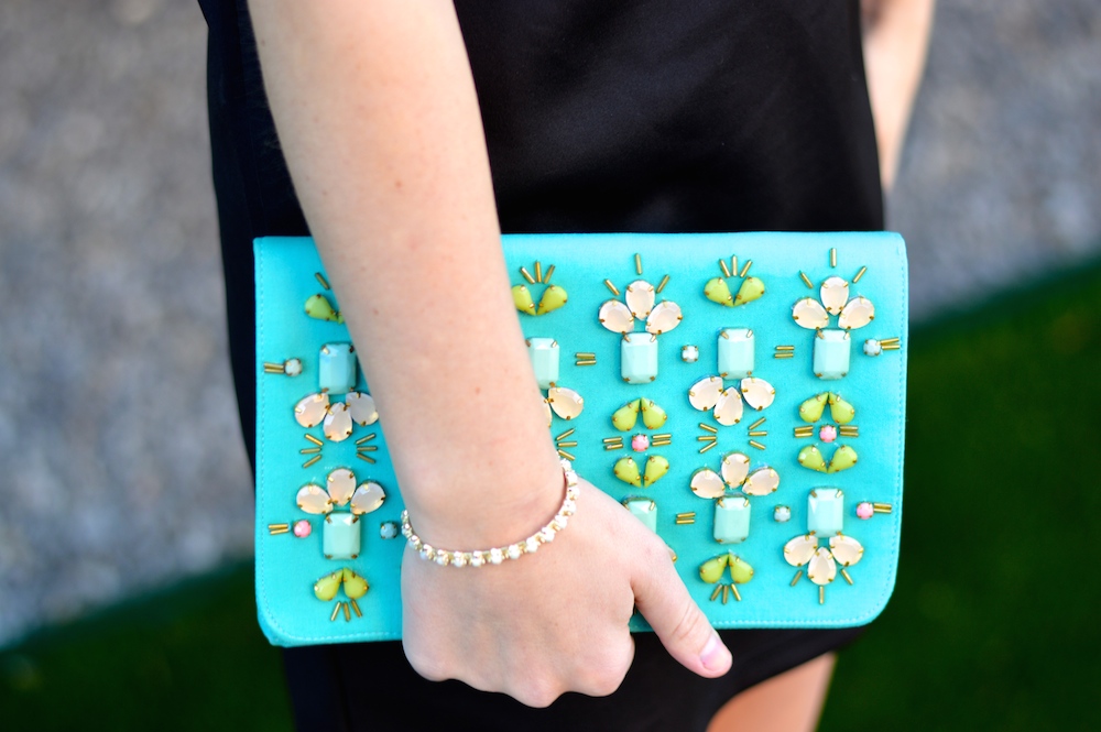 Embellished Teal Clutch