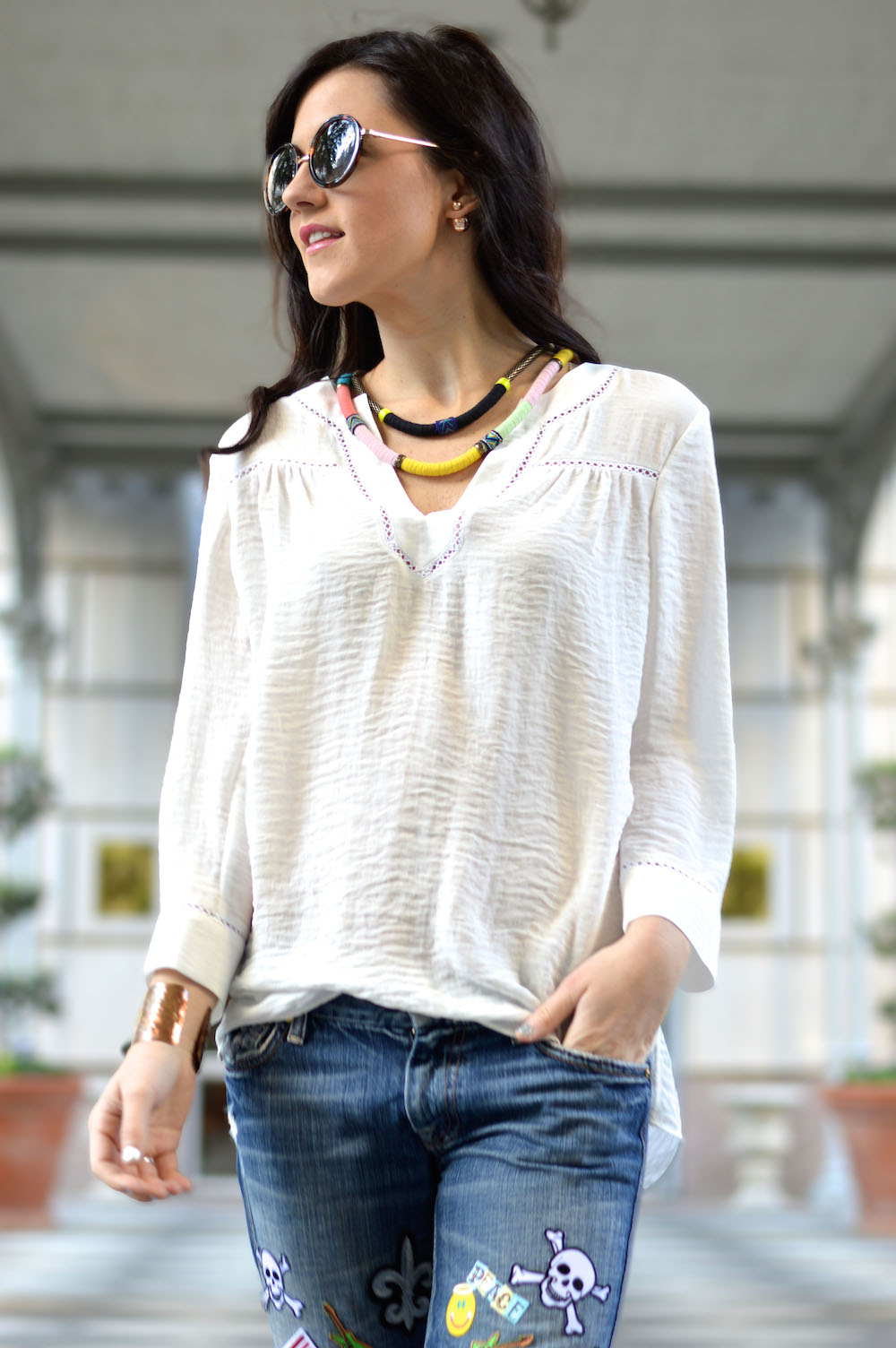 Rebecca Taylor silk three quarter sleeve blouse