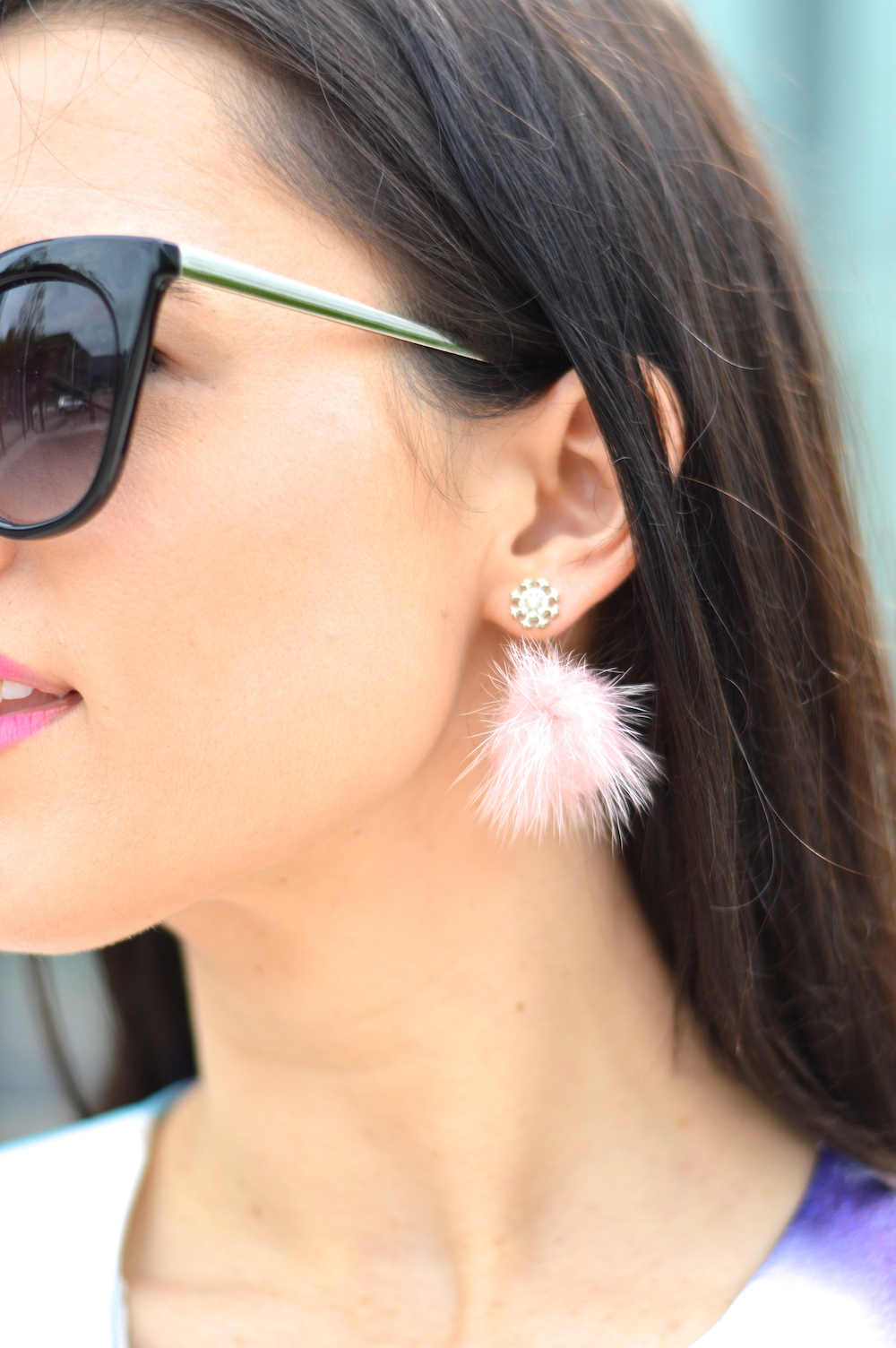 POSYfour pink fuzzy earrings