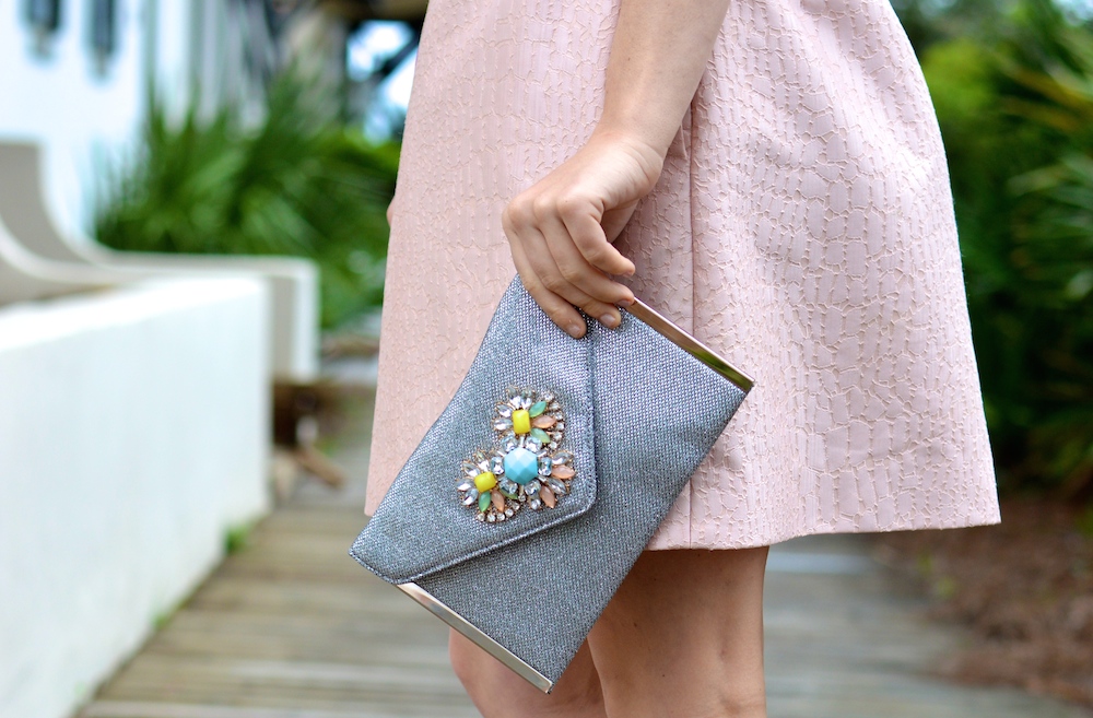 silver pastel embellished clutch