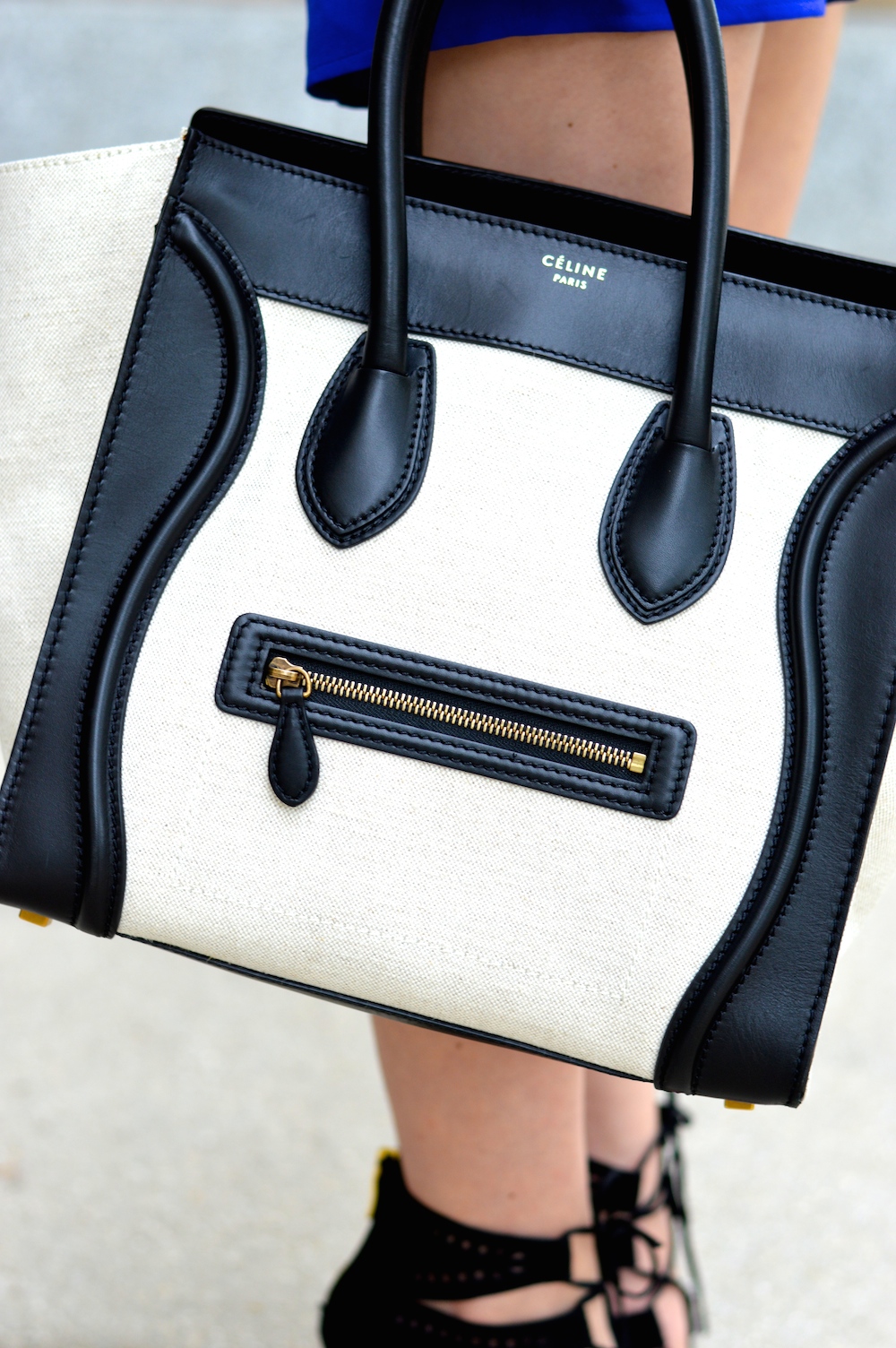 Celine Black and White Bag
