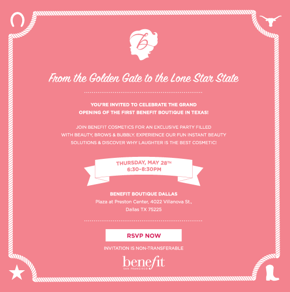 Benefit Dallas Party Invite