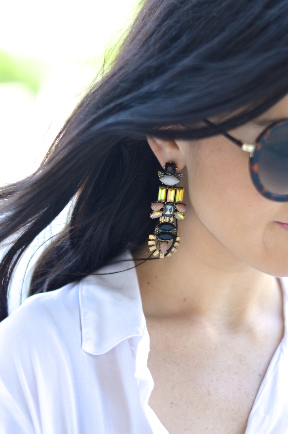 elle gray aztec statement earrings