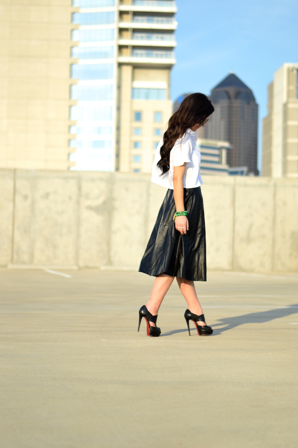 iris & ink leather midi skirt