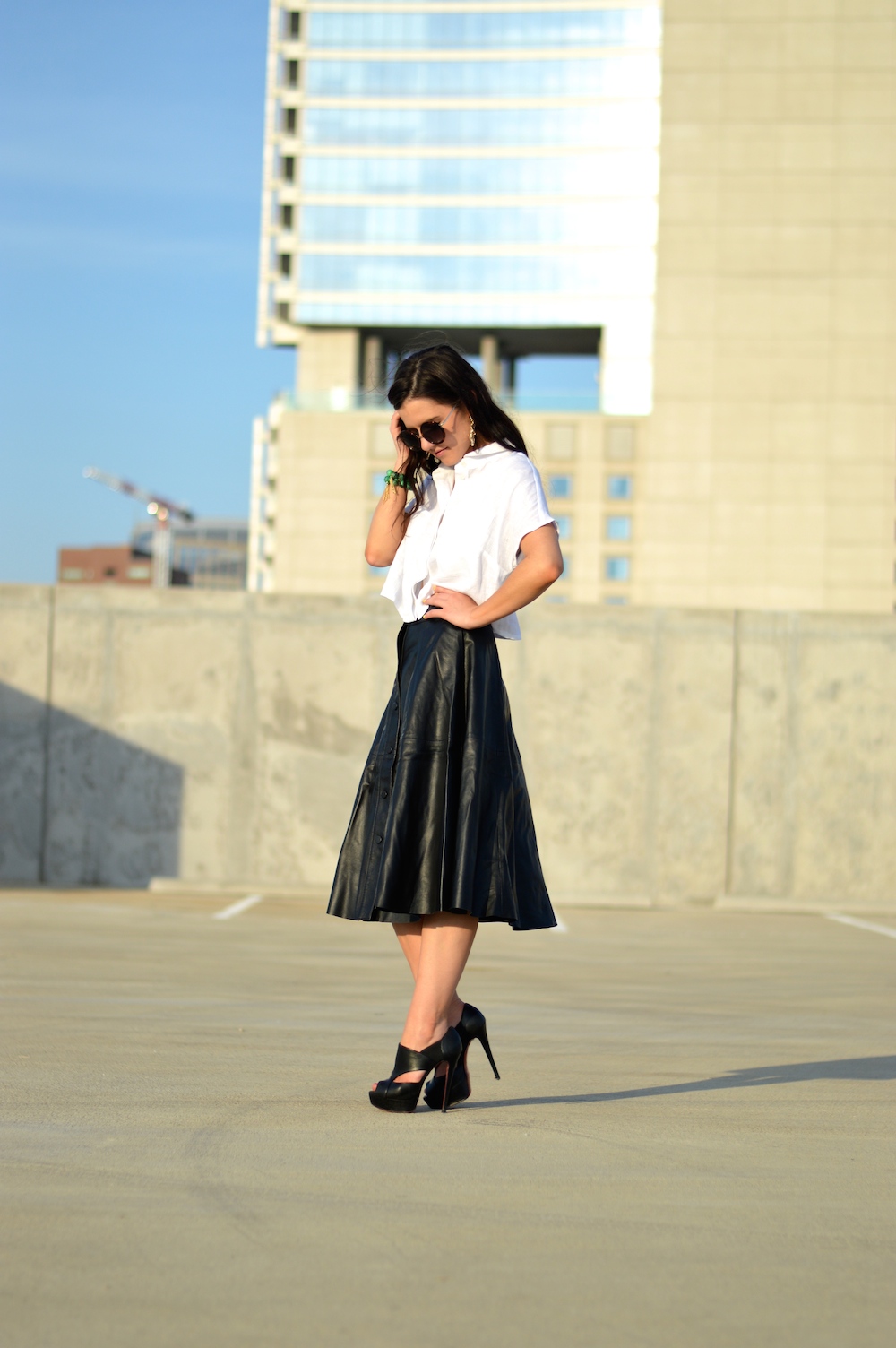 the outnet leather midi skirt
