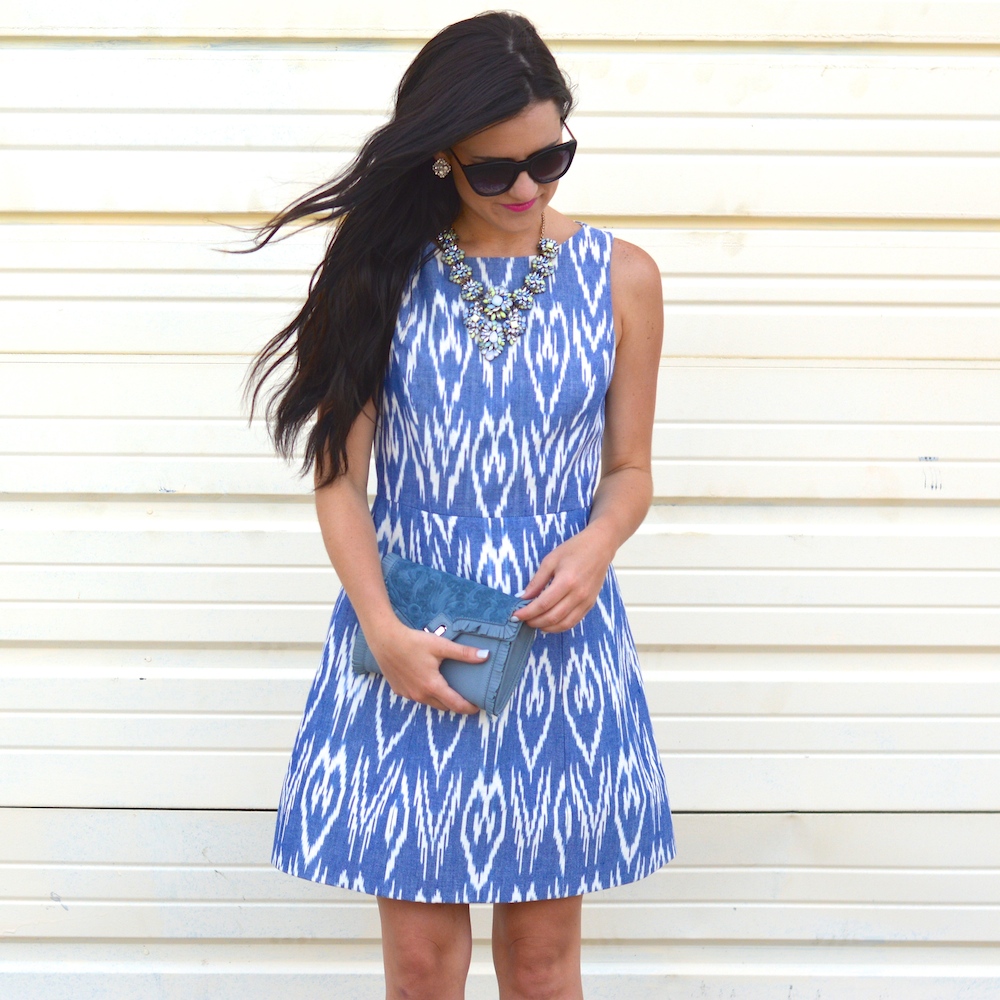 Alice and Olivia Blue and White Dress