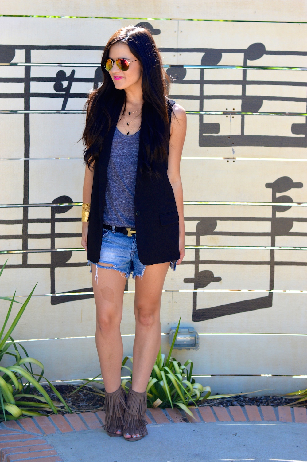 Black Vest with Shorts
