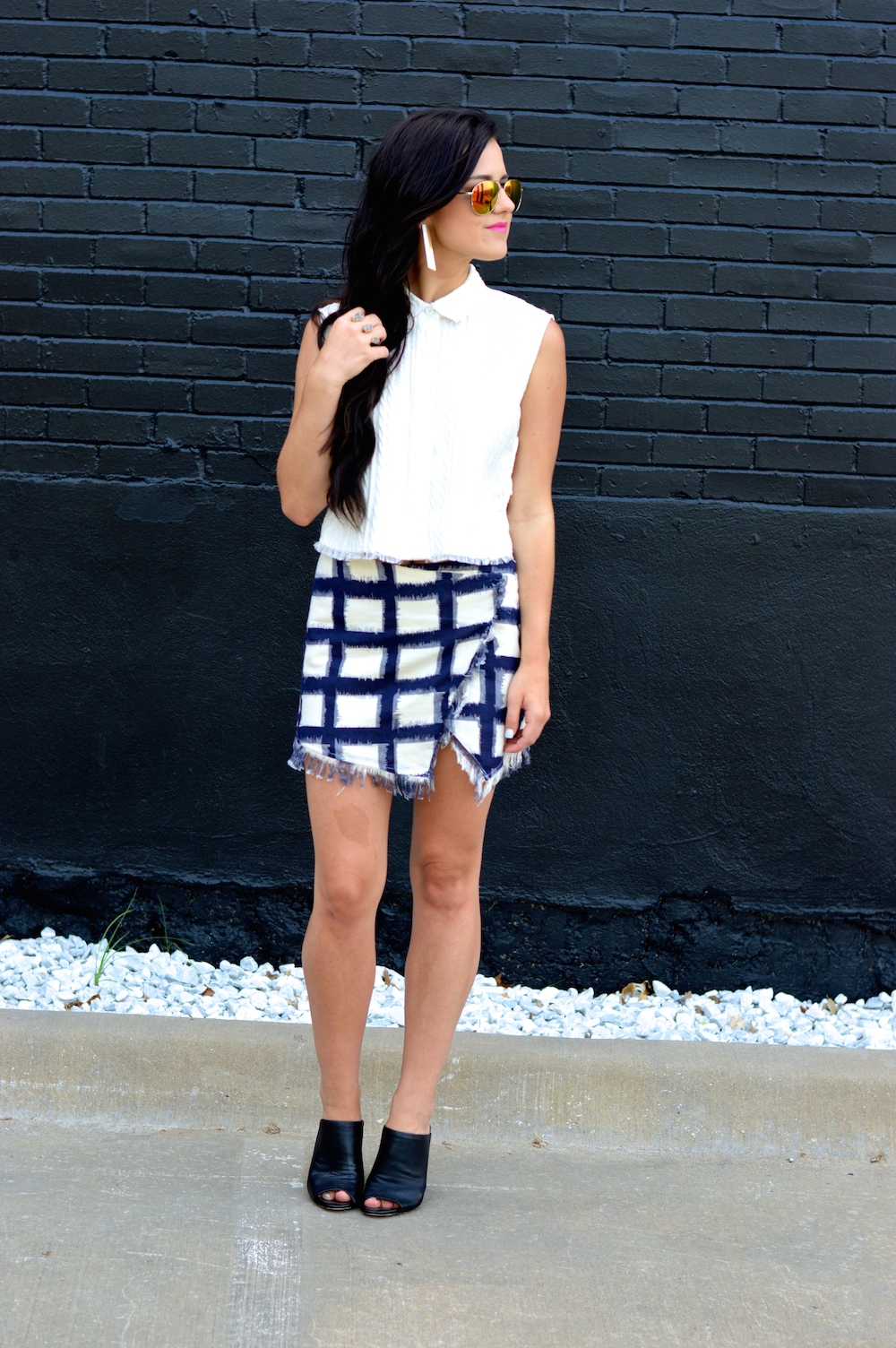 white blouse and skirt