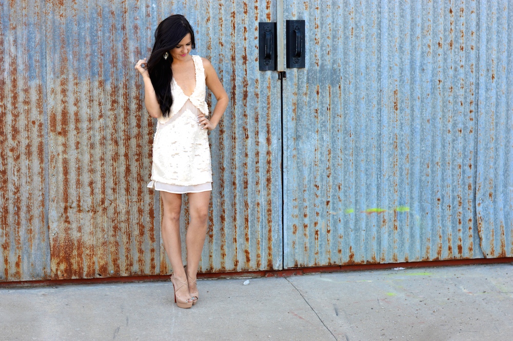white sparkly dress
