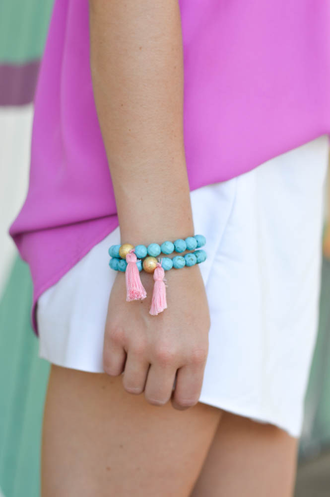 Teal Tassel Bracelet