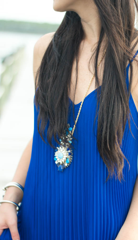 blue bauble statement necklace