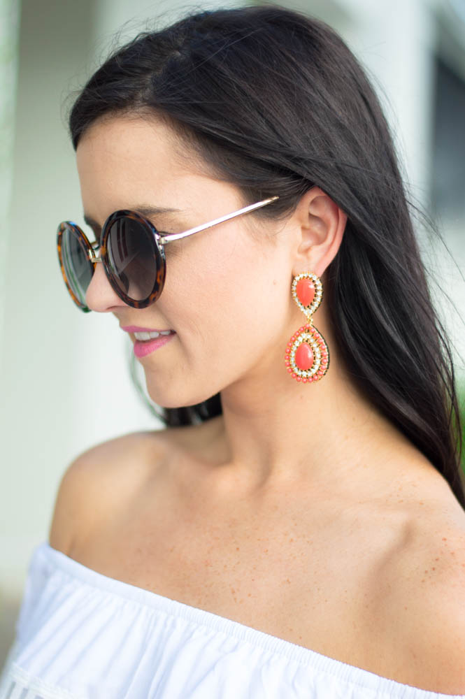 coral statement earrings