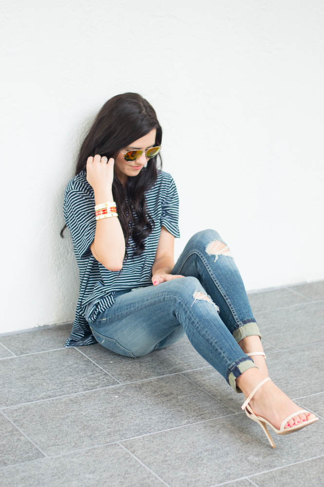tshirt and ripped jeans