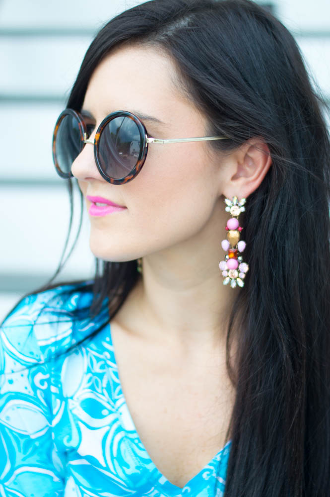 Elle Gray pink statement earrings