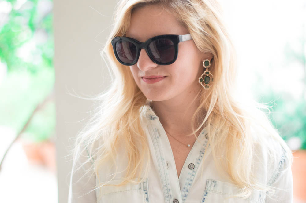 green statement earrings