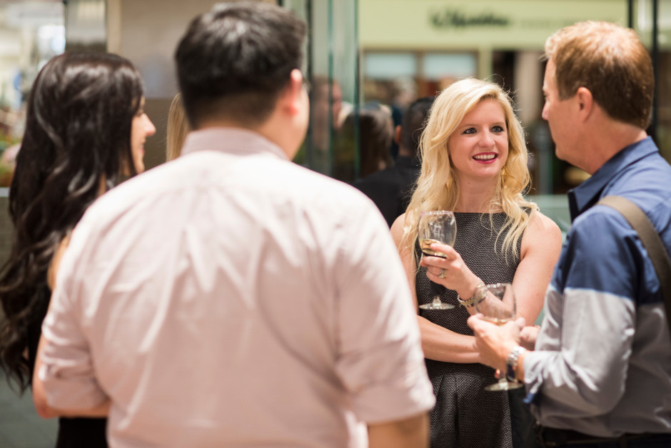 David Arnwine and Tommy Bahn enjoy the opening of the new Armani Exchange in Dallas, Texas on September 24, 2015.