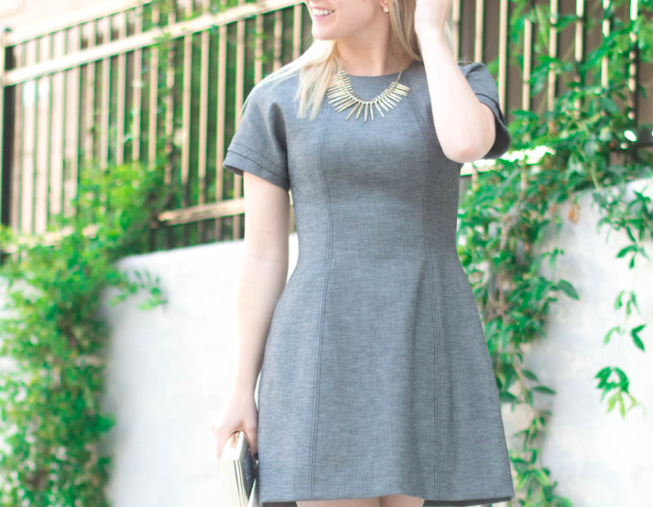 gray fit and flare dress