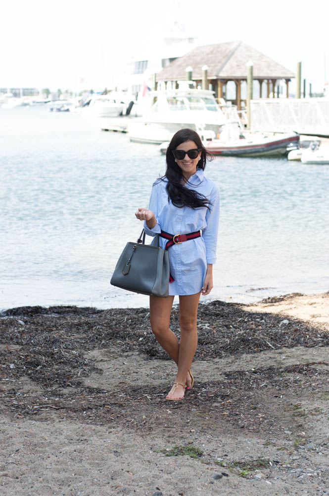 preppy nautical shirt dress outfit