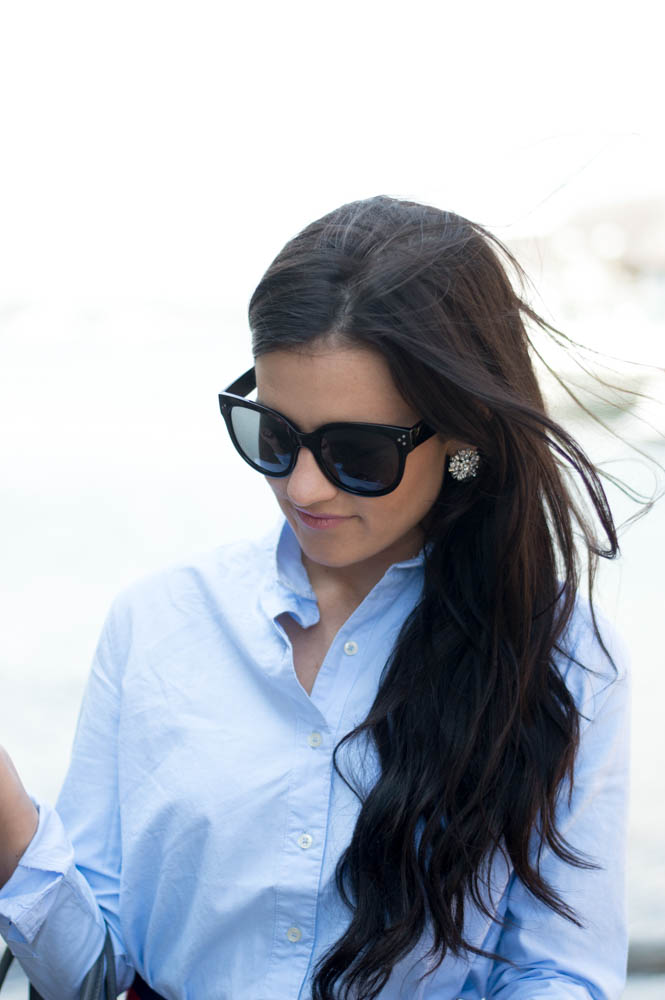 blue button down style