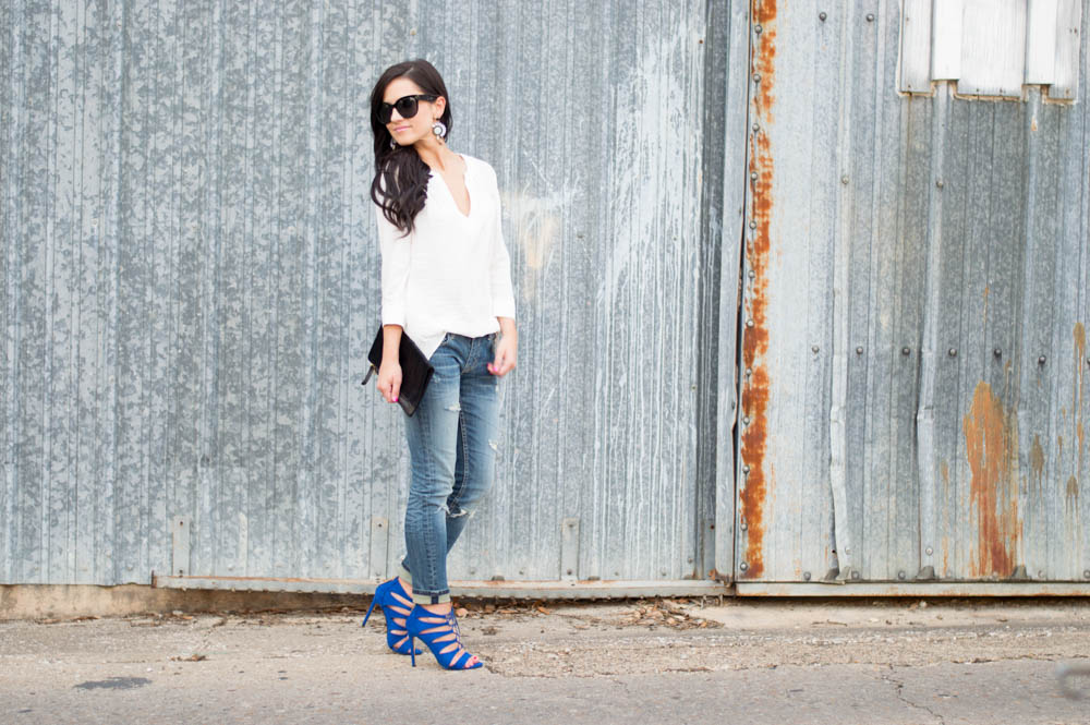 distressed skinny jeans