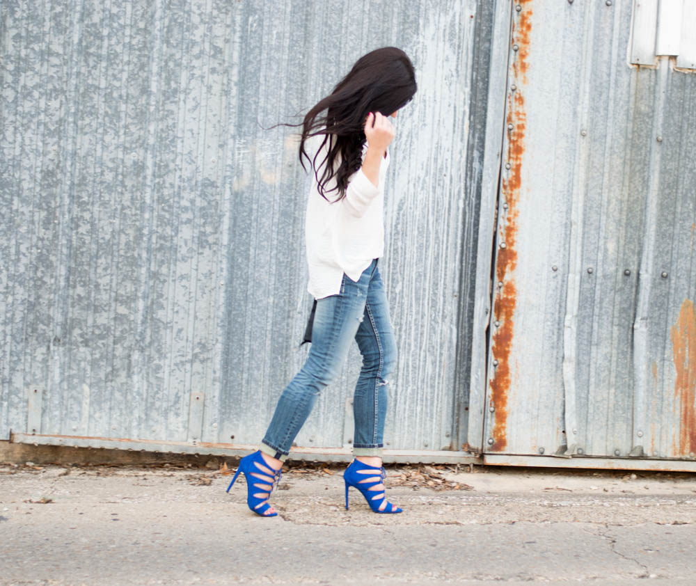 blue gladiator heels