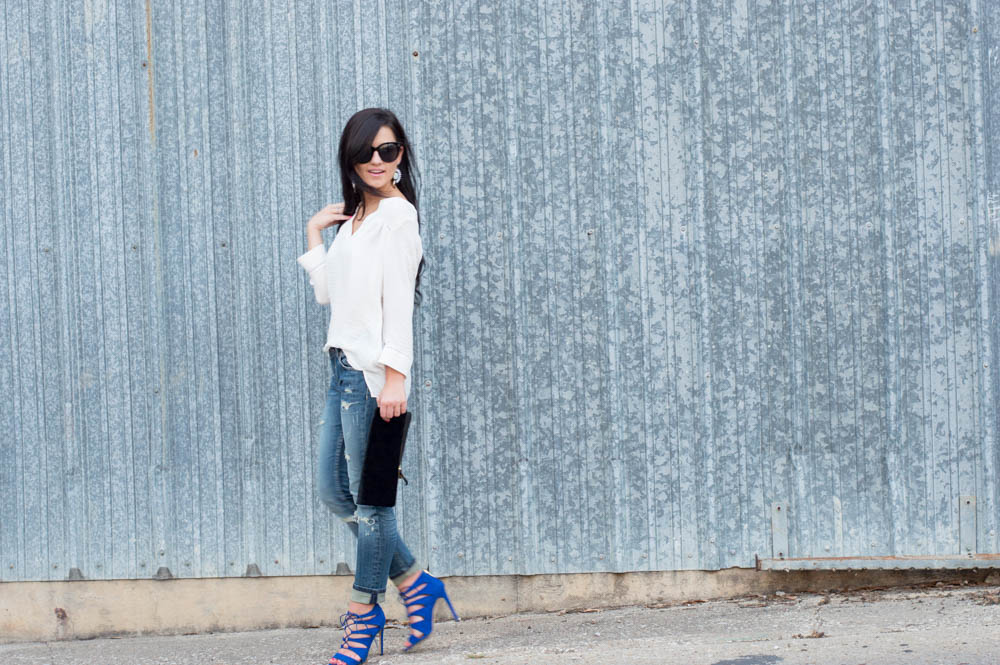 blue lace heels