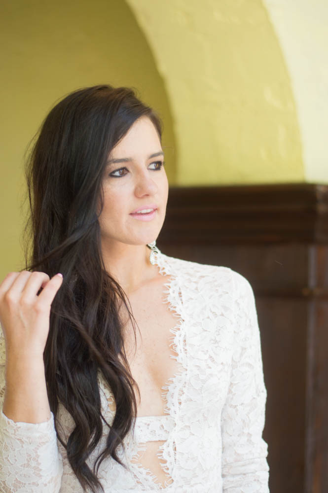 White Lace Plunge Dress