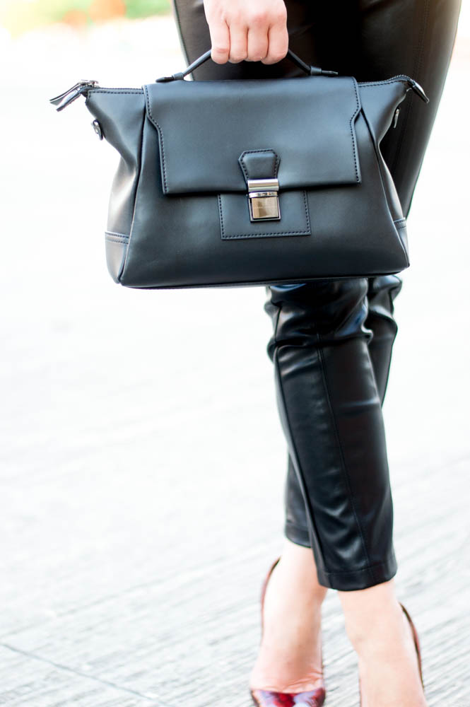 armani exchange black leather satchel