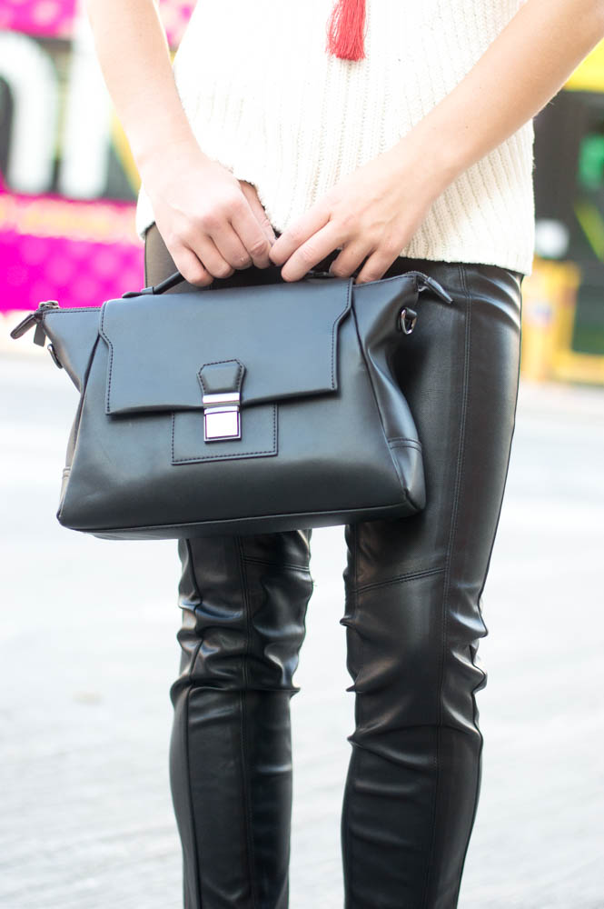 armani exchange black leather satchel