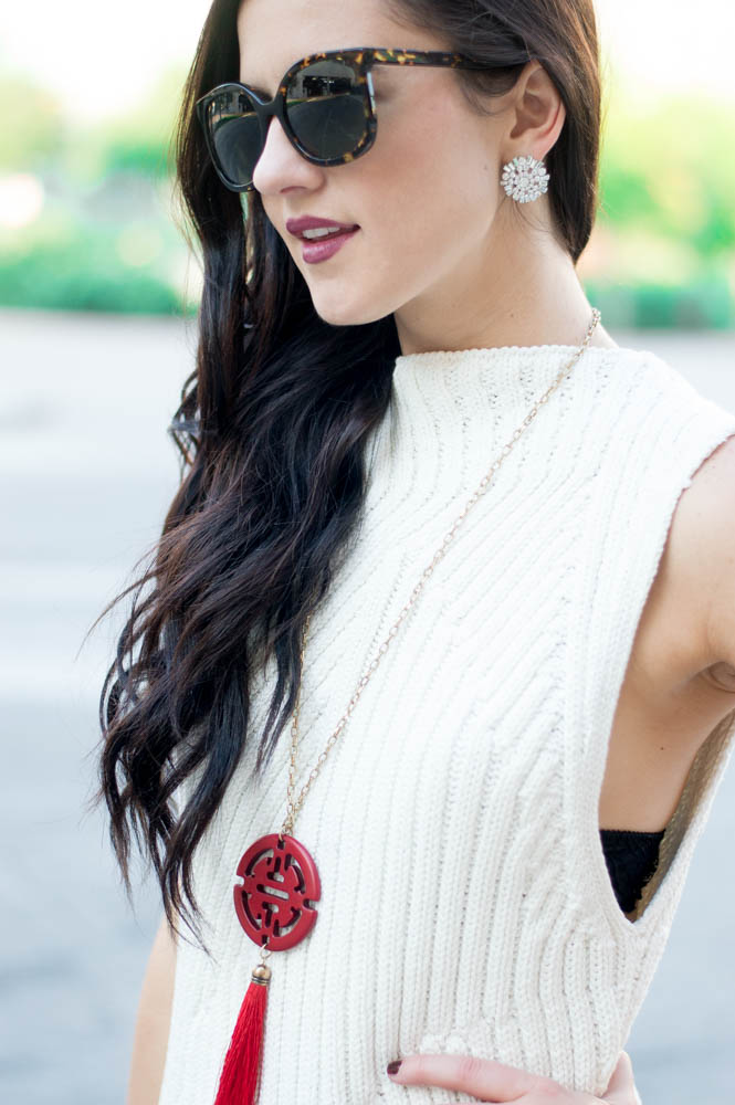 red boho statement necklace