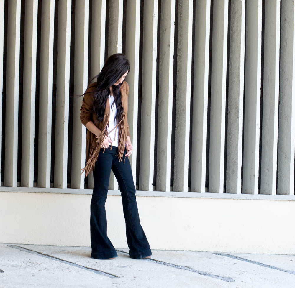 fringe suede jacket and flare jeans-19