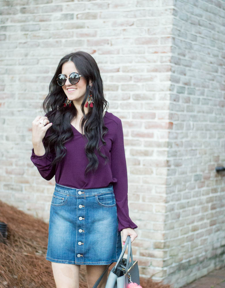 Express denim skirt and blouse
