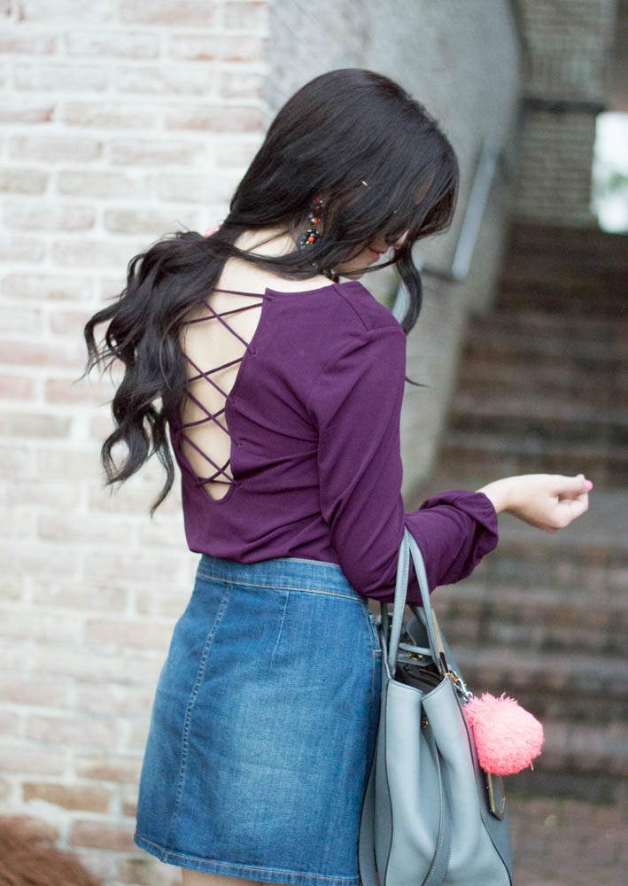 Express denim skirt and blouse