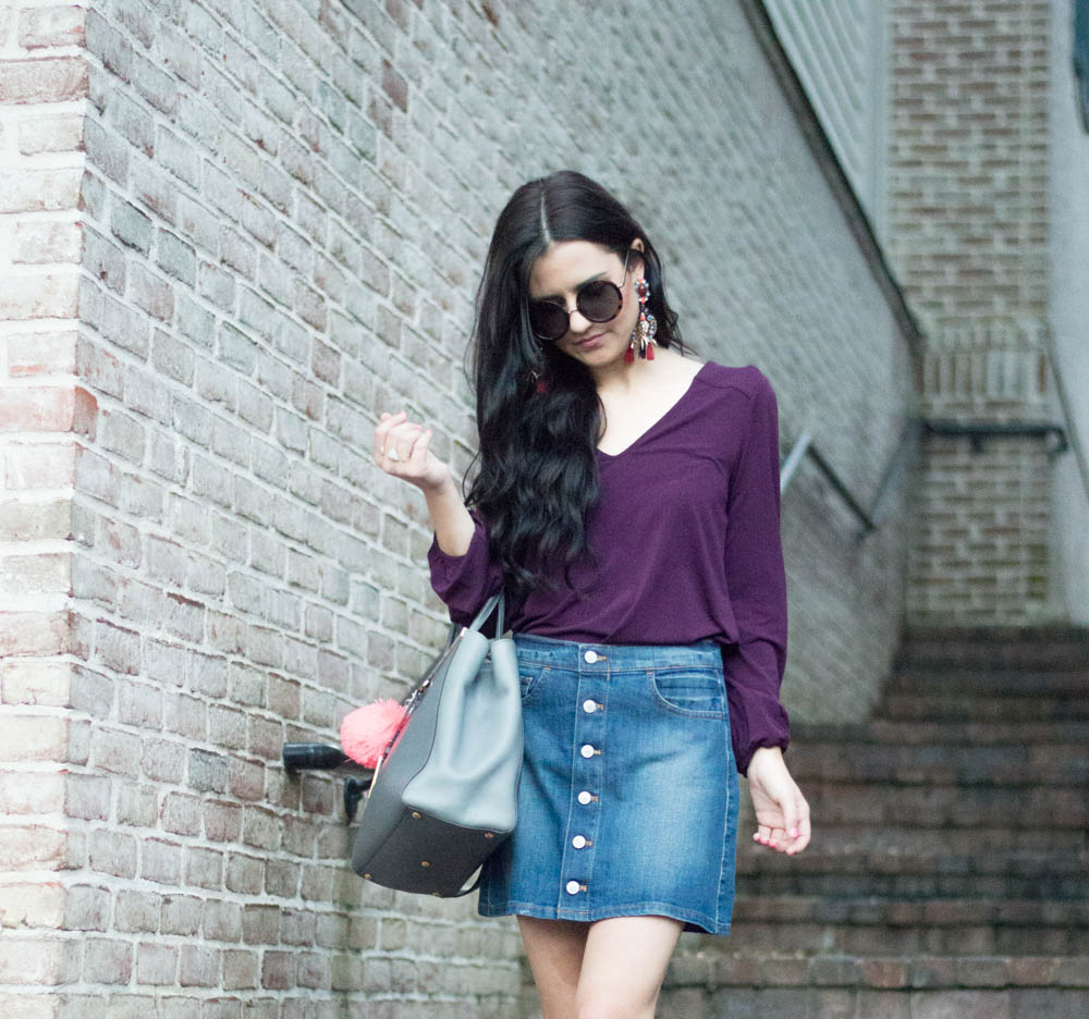 Express denim skirt and blouse