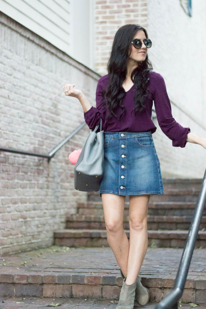 Express denim skirt and blouse