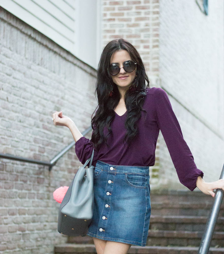 Express denim skirt and blouse