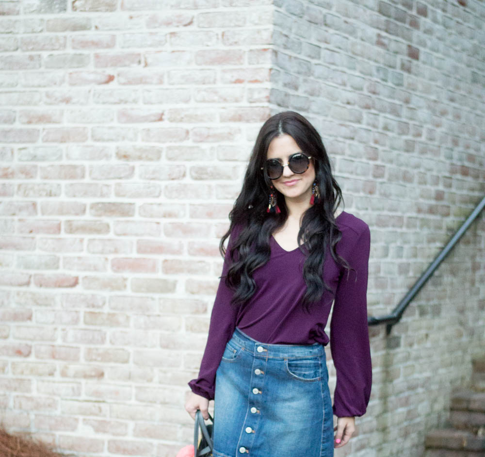 Express denim skirt and blouse