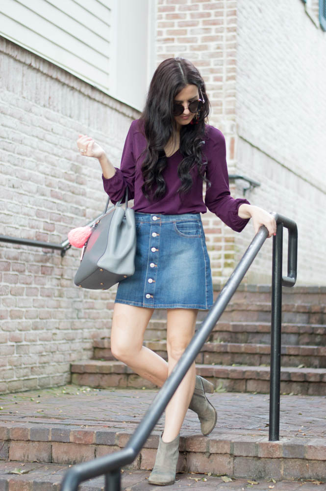 Express denim skirt and blouse