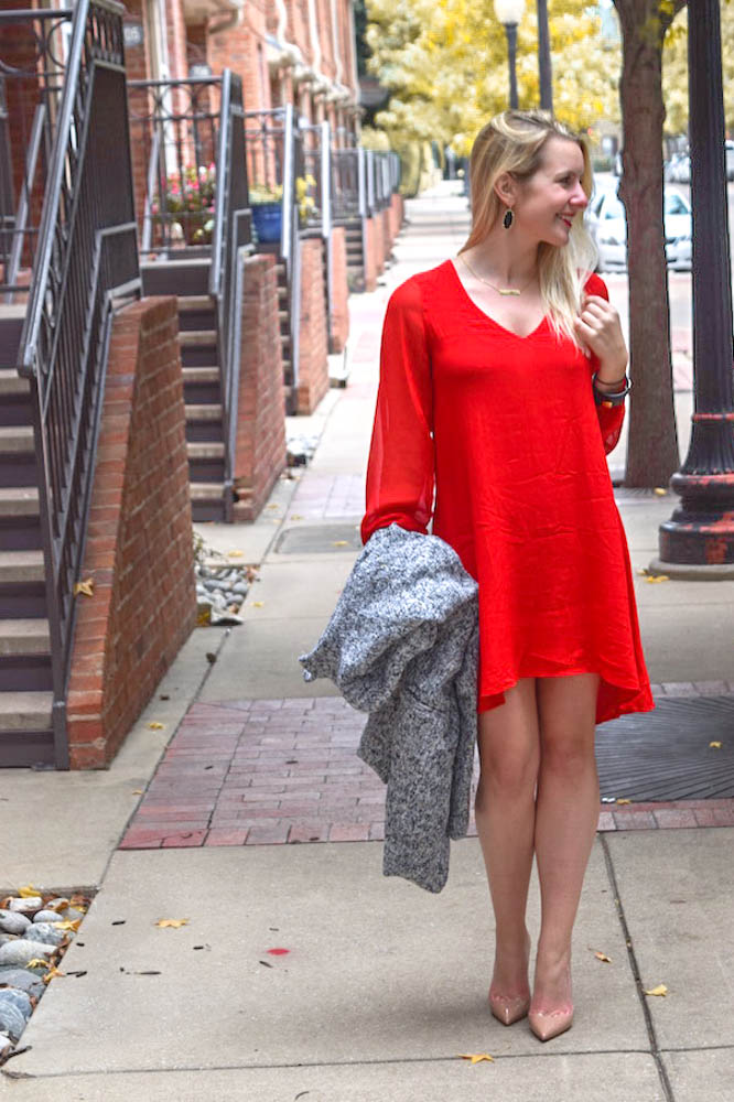 Express red long sleeve dress-13