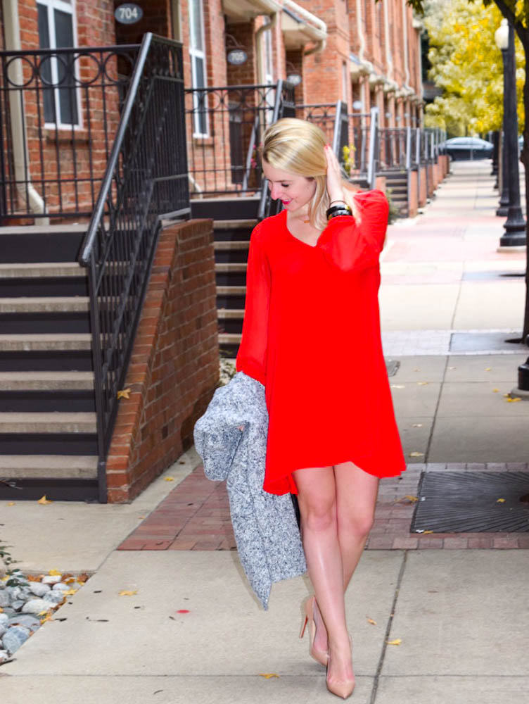 Express red long sleeve dress-13