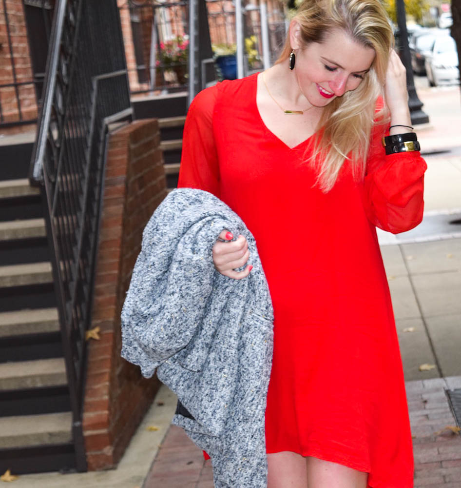 Express red long sleeve dress-13
