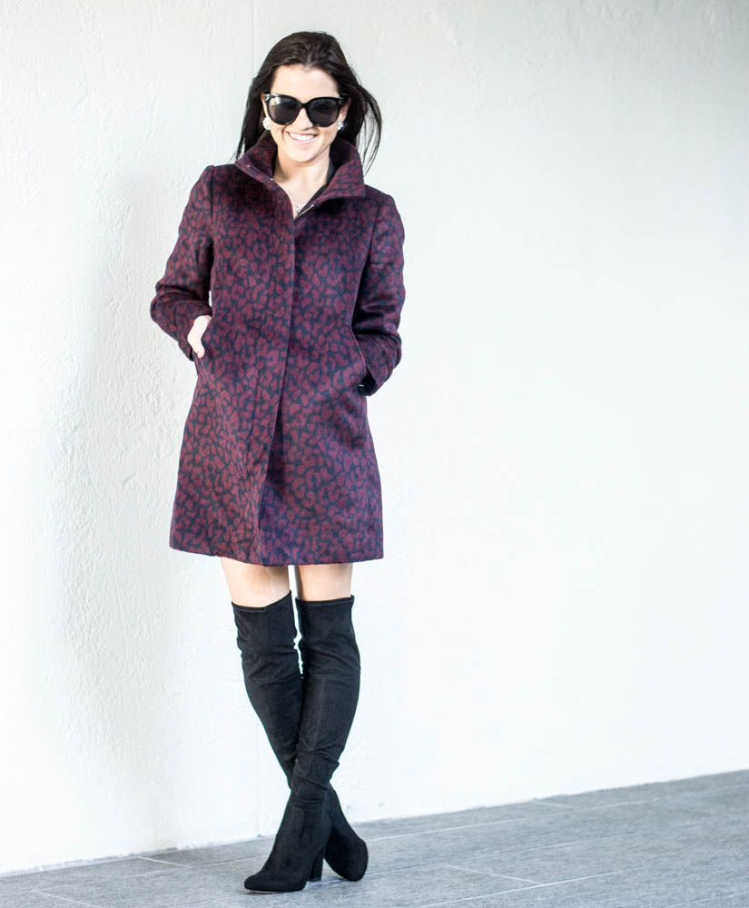 LOFT leopard coat and over the knee boots-17