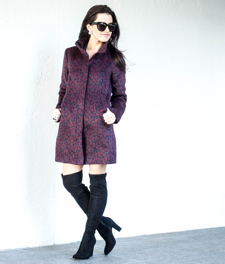 LOFT leopard coat and over the knee boots-17