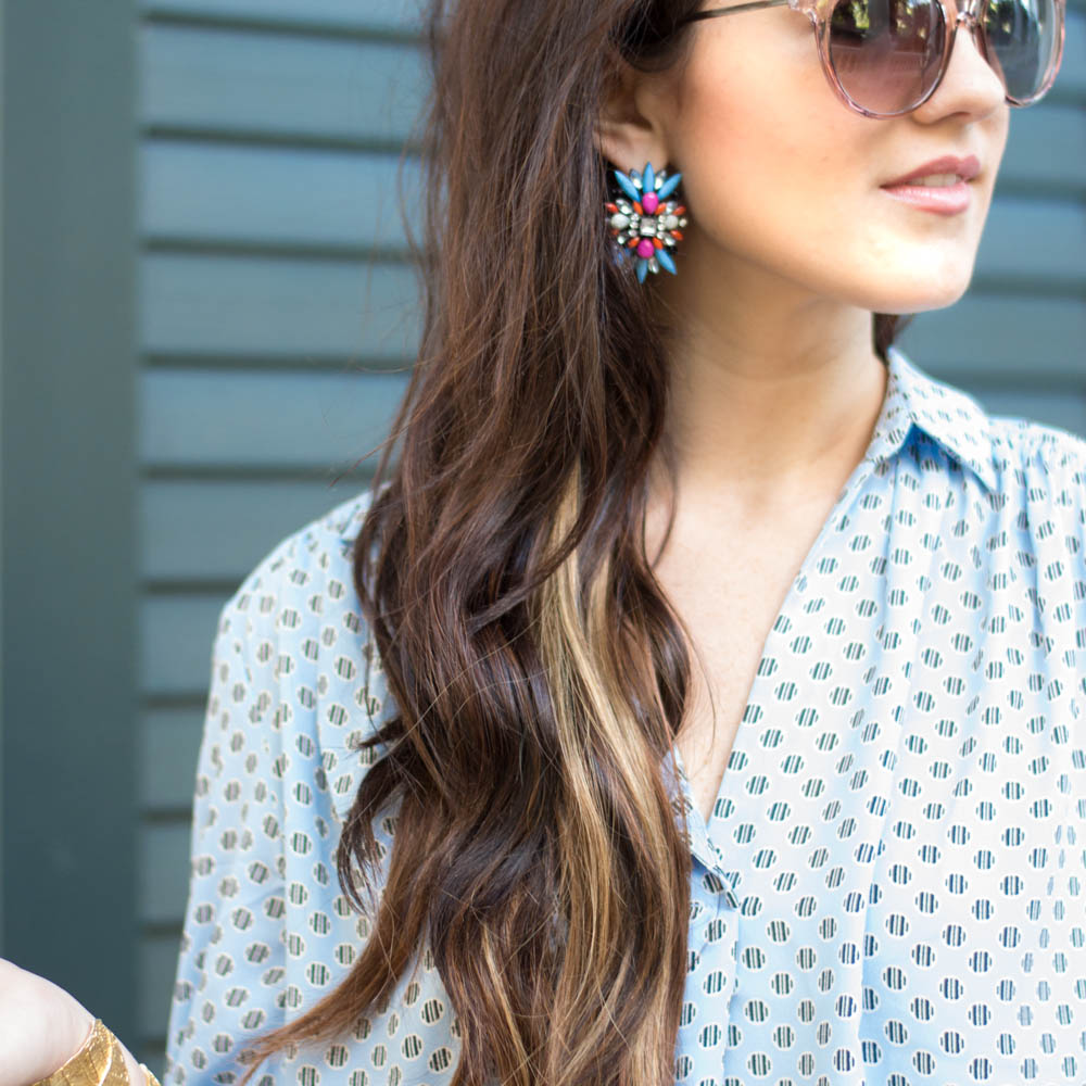 pastel blue statement earrings