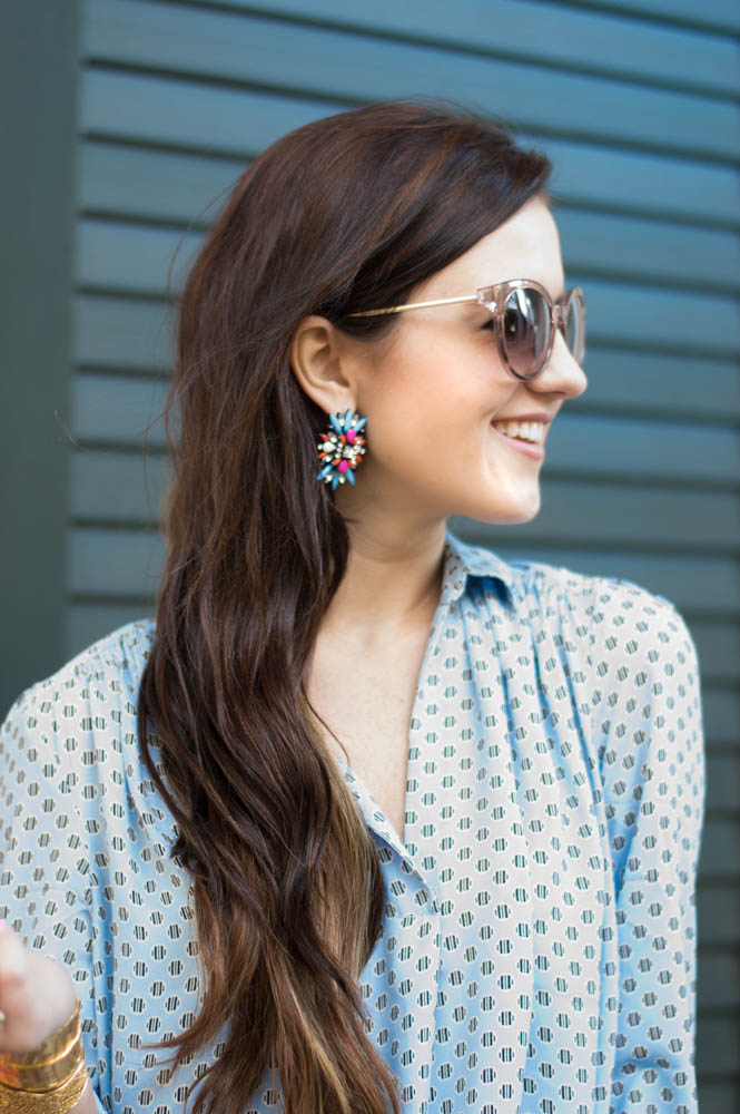 pastel blue statement earrings