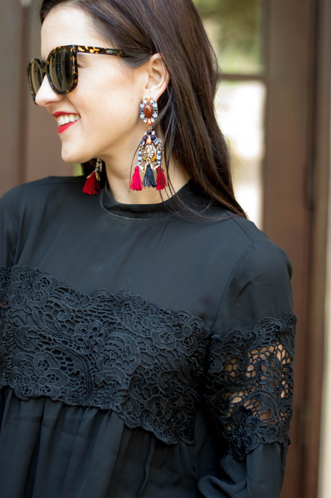 red statement earrings