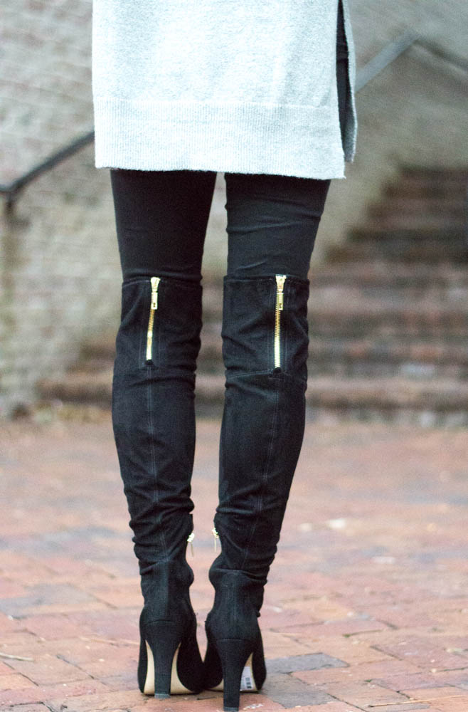 over the knee black boots