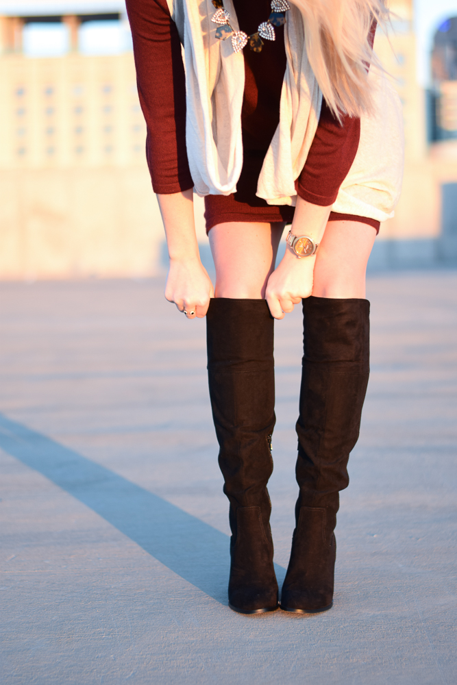 black over the knee heel boots