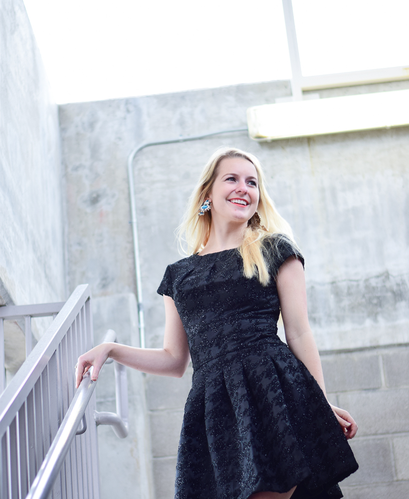 ted baker Caley Sparkle Jacquard Houndstooth Fit & Flare Dress